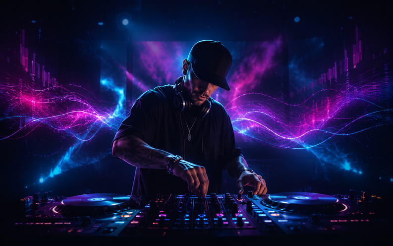Beat Velocity Studio running live, beat-synced visuals for a DJ set.